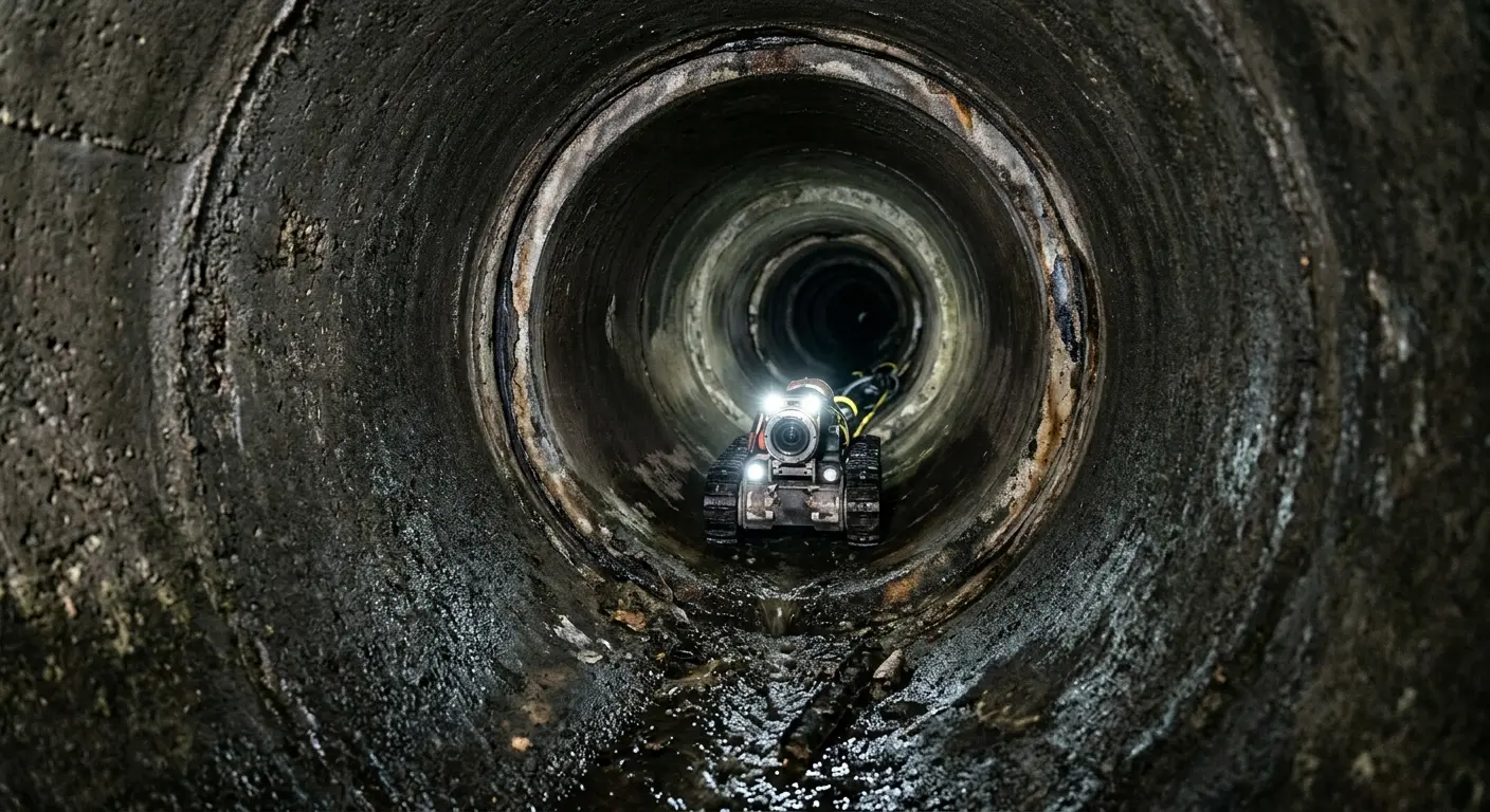 Robotic sewer camera inspecting pipe interior for Drain Snake Service in Lackawanna